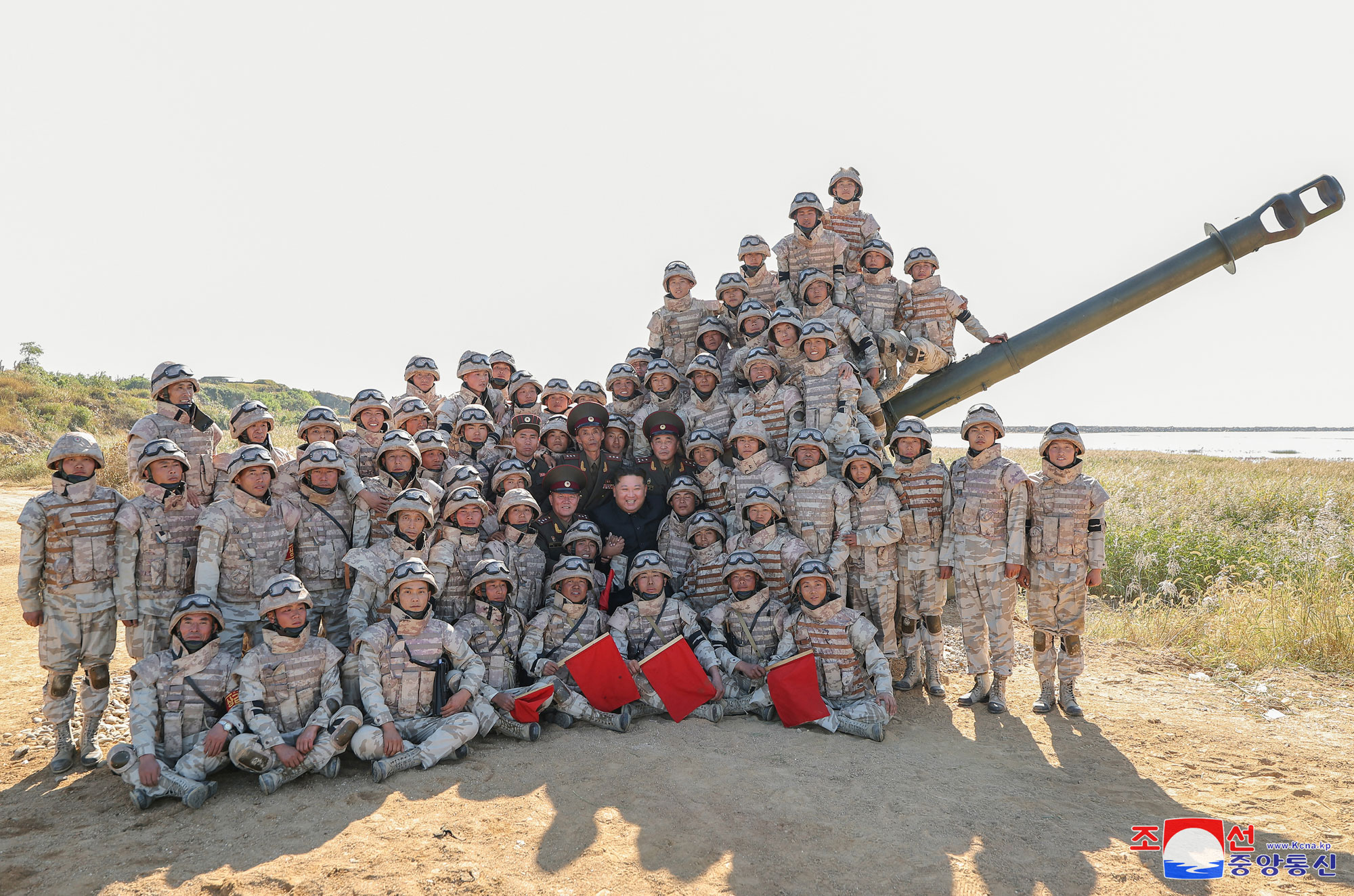 President of State Affairs Kim Jong Un oversees live artillery firing drill of graduates of O Jin U Artillery Academy