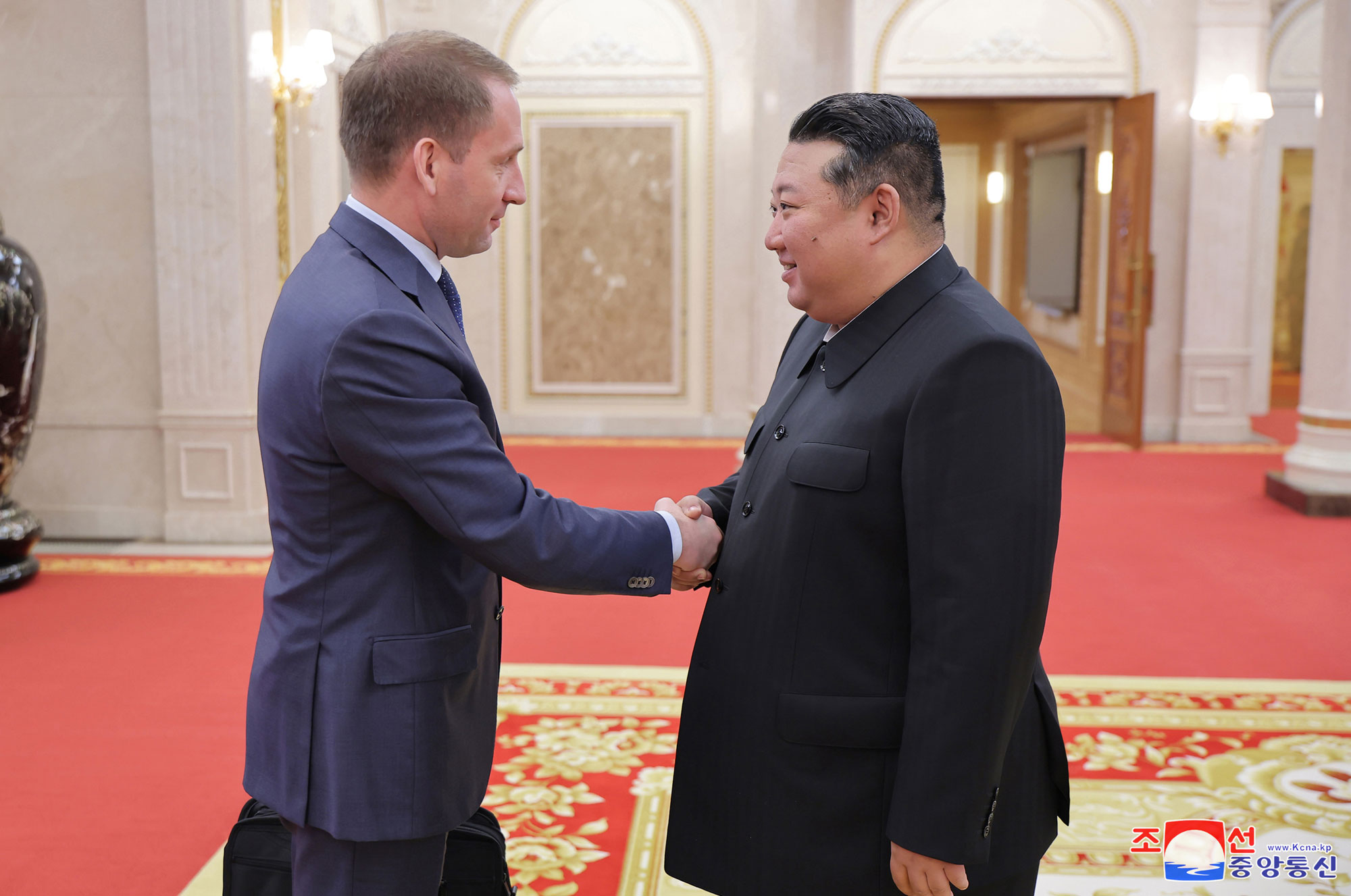 President of State Affairs Kim Jong Un meets Minister of Natural Resources and Ecology of Russian Federation Alexandr Kozlov 