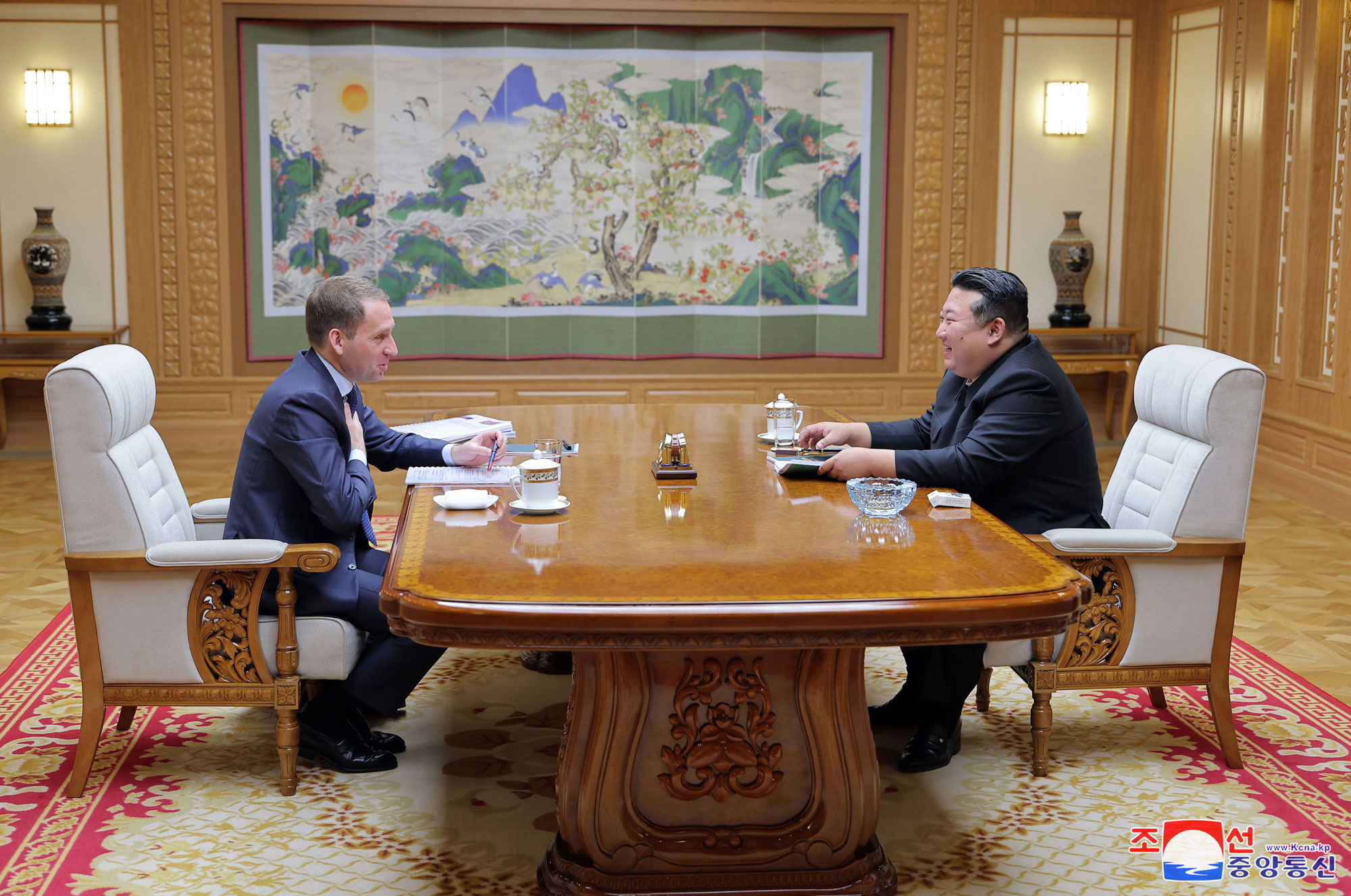 President of State Affairs Kim Jong Un meets Minister of Natural Resources and Ecology of Russian Federation Alexandr Kozlov 