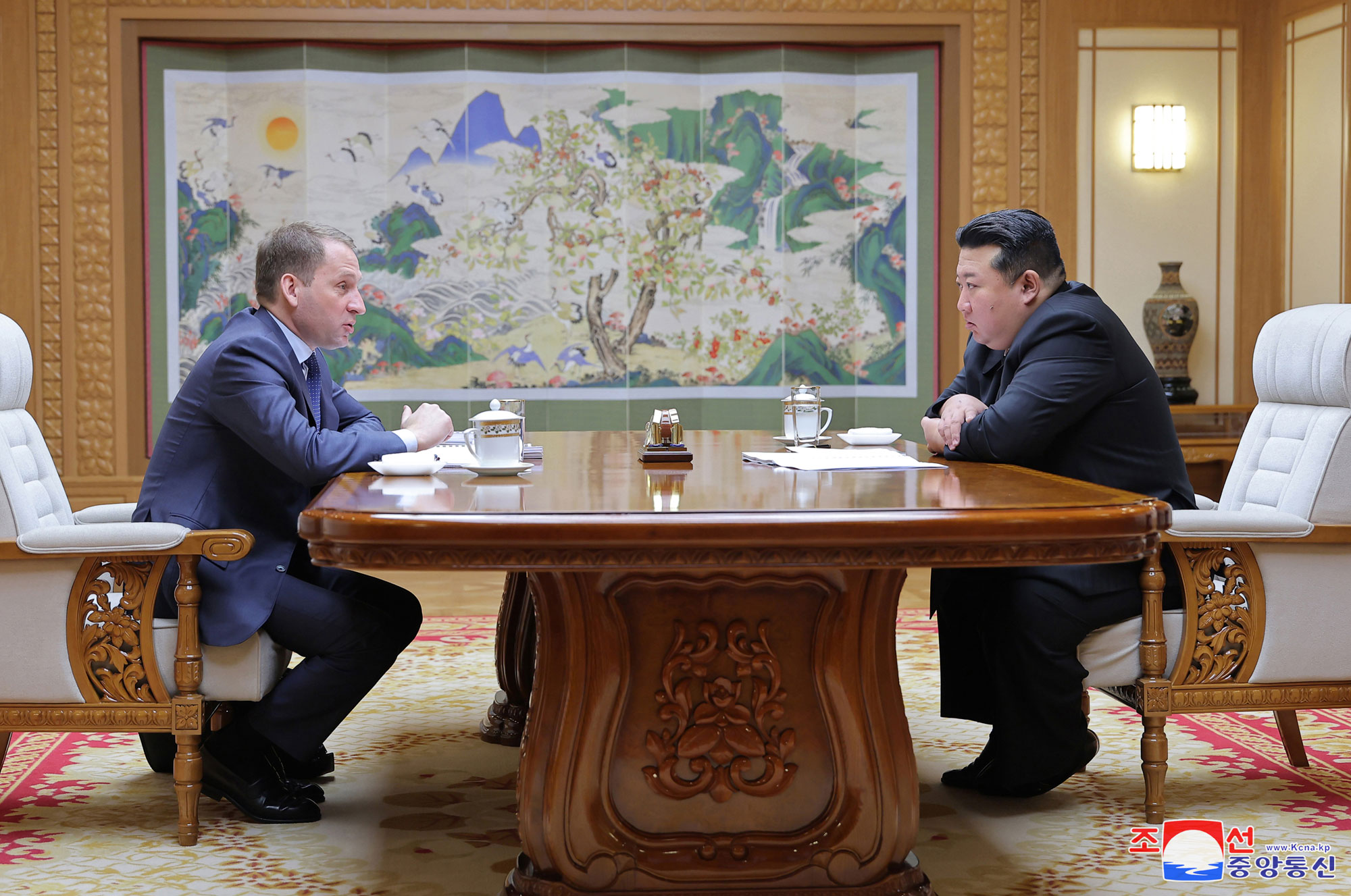 President of State Affairs Kim Jong Un meets Minister of Natural Resources and Ecology of Russian Federation Alexandr Kozlov 