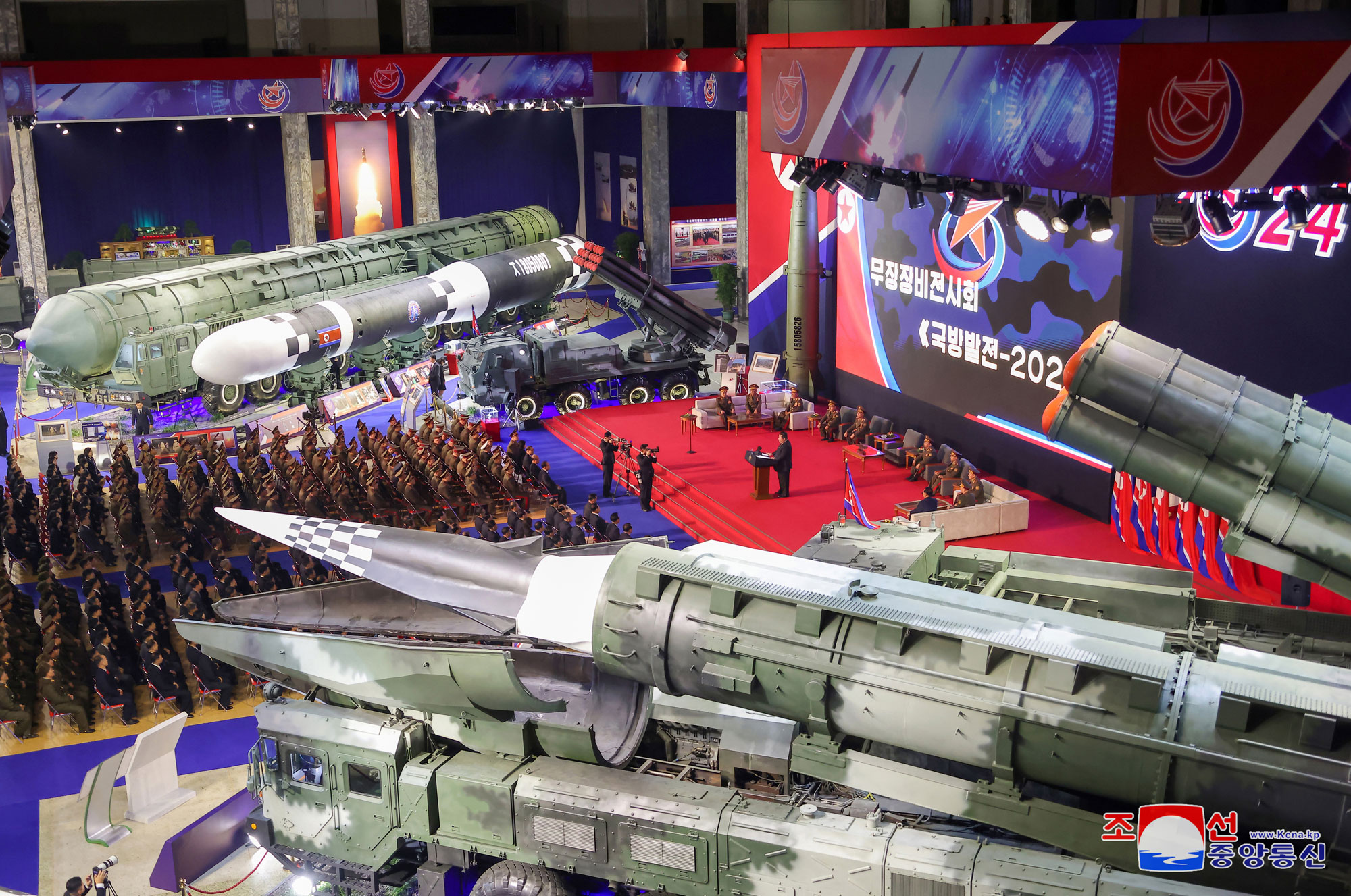 Military Hardware Exhibition "Defence Development--2024" splendidly opensPresident of State Affairs Kim Jong Un delivers speech at opening ceremony