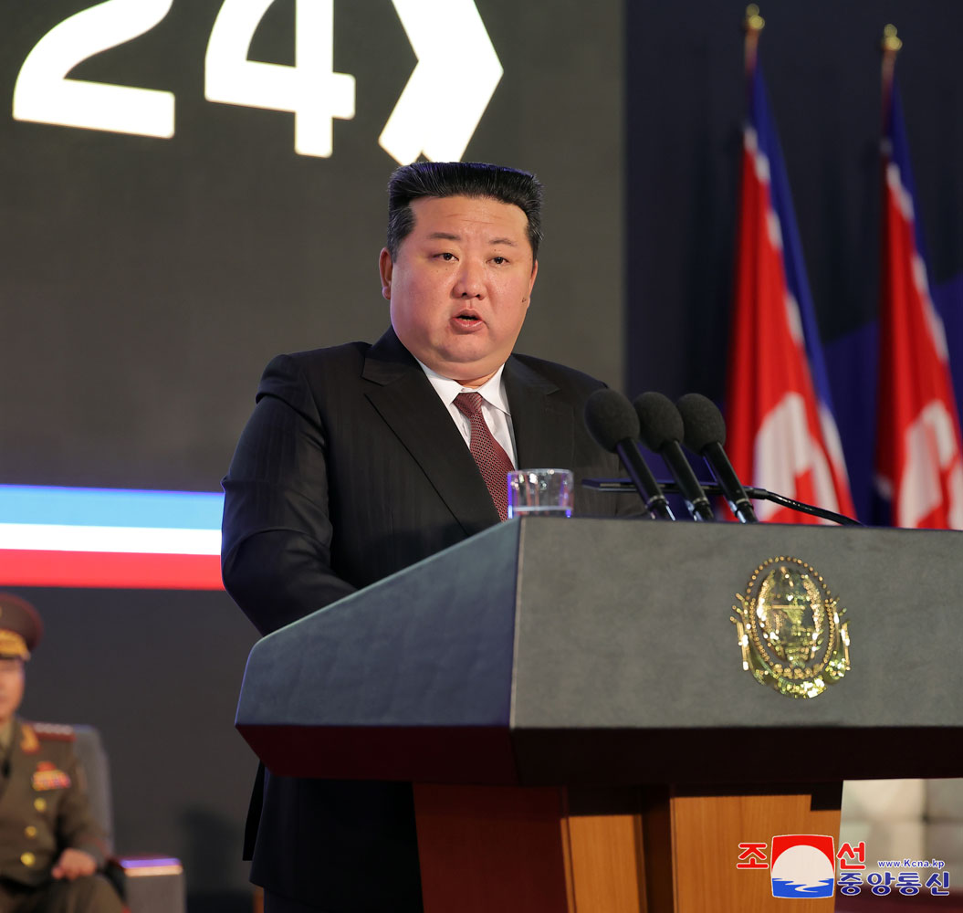 President of State Affairs Kim Jong Un makes speech at opening ceremony of Military Hardware Exhibition "Defence Development--2024"