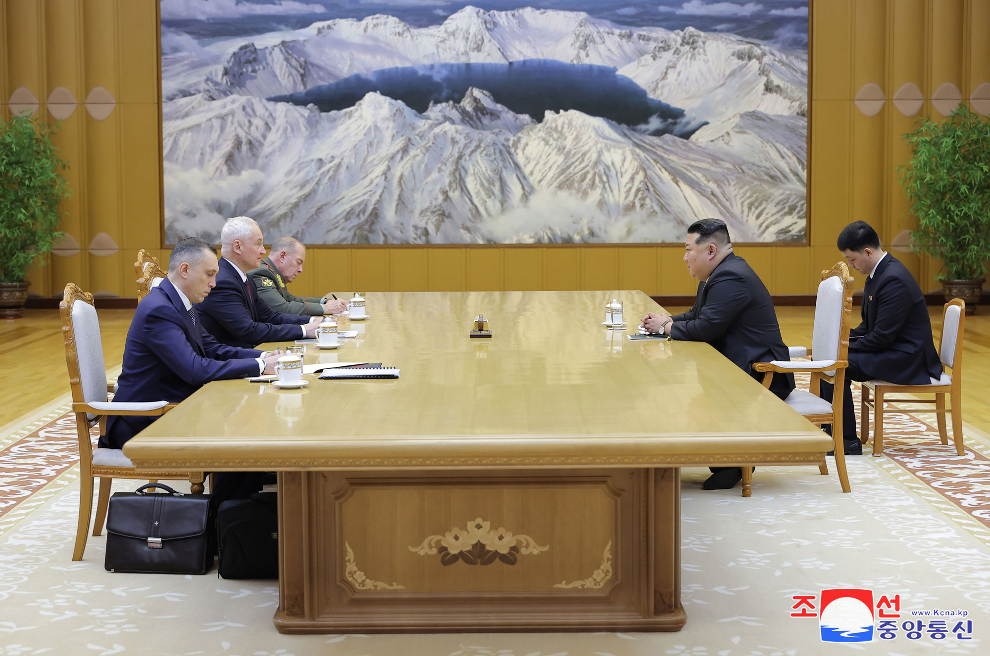 President of State Affairs Kim Jong Un receives Russian Minister of Defence