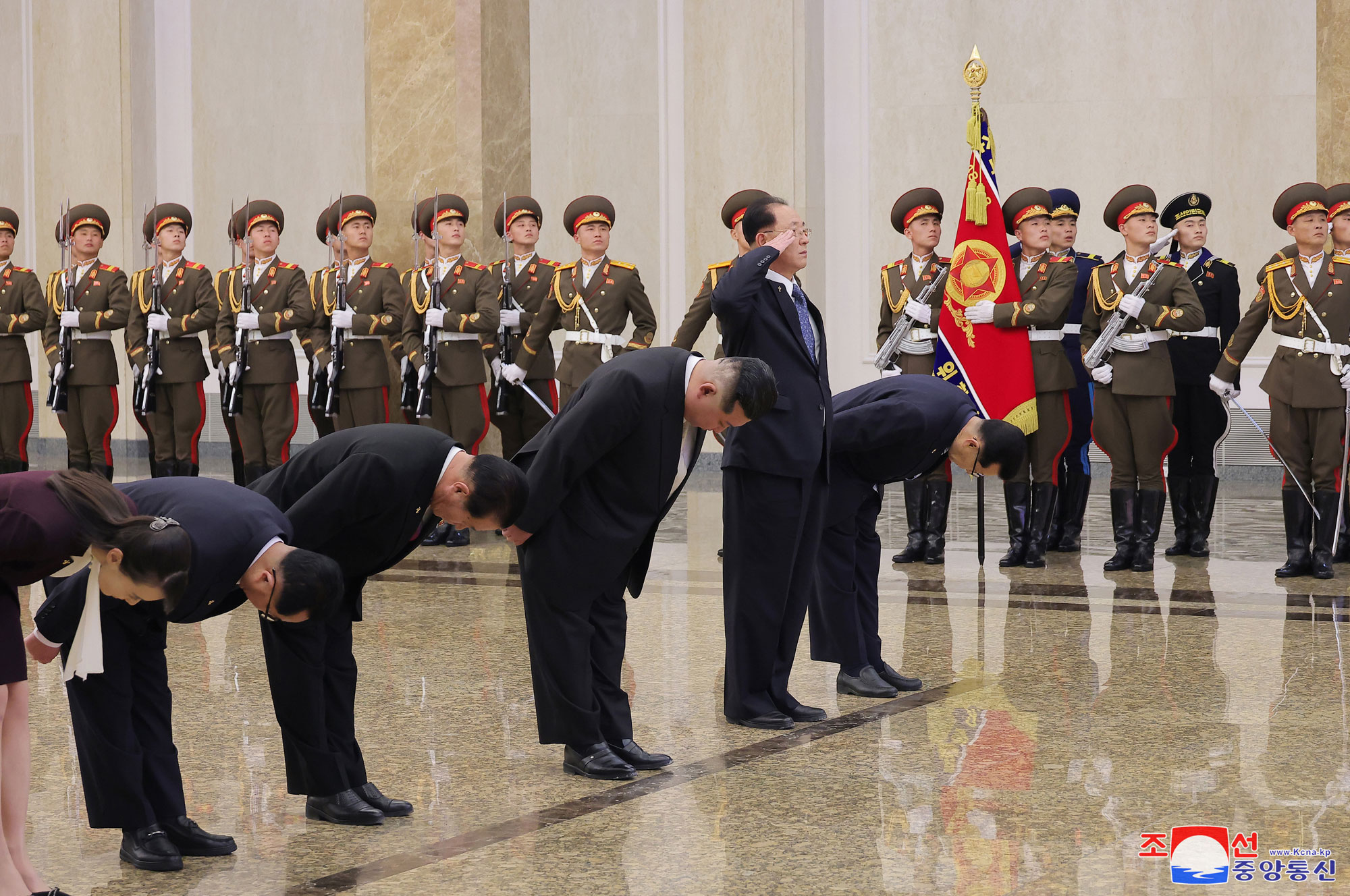 President of State Affairs Kim Jong Un visits Kumsusan Palace of Sun on Day of Shining Star