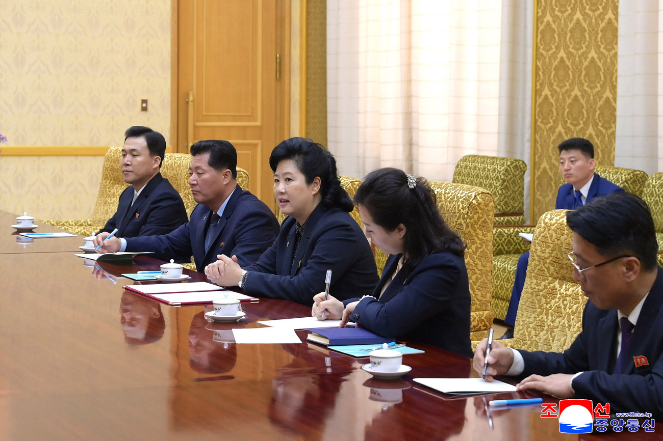 조선로동당 중앙위원회 부장이 통일로씨야청년근위대대표단의 주요성원들을 만났다