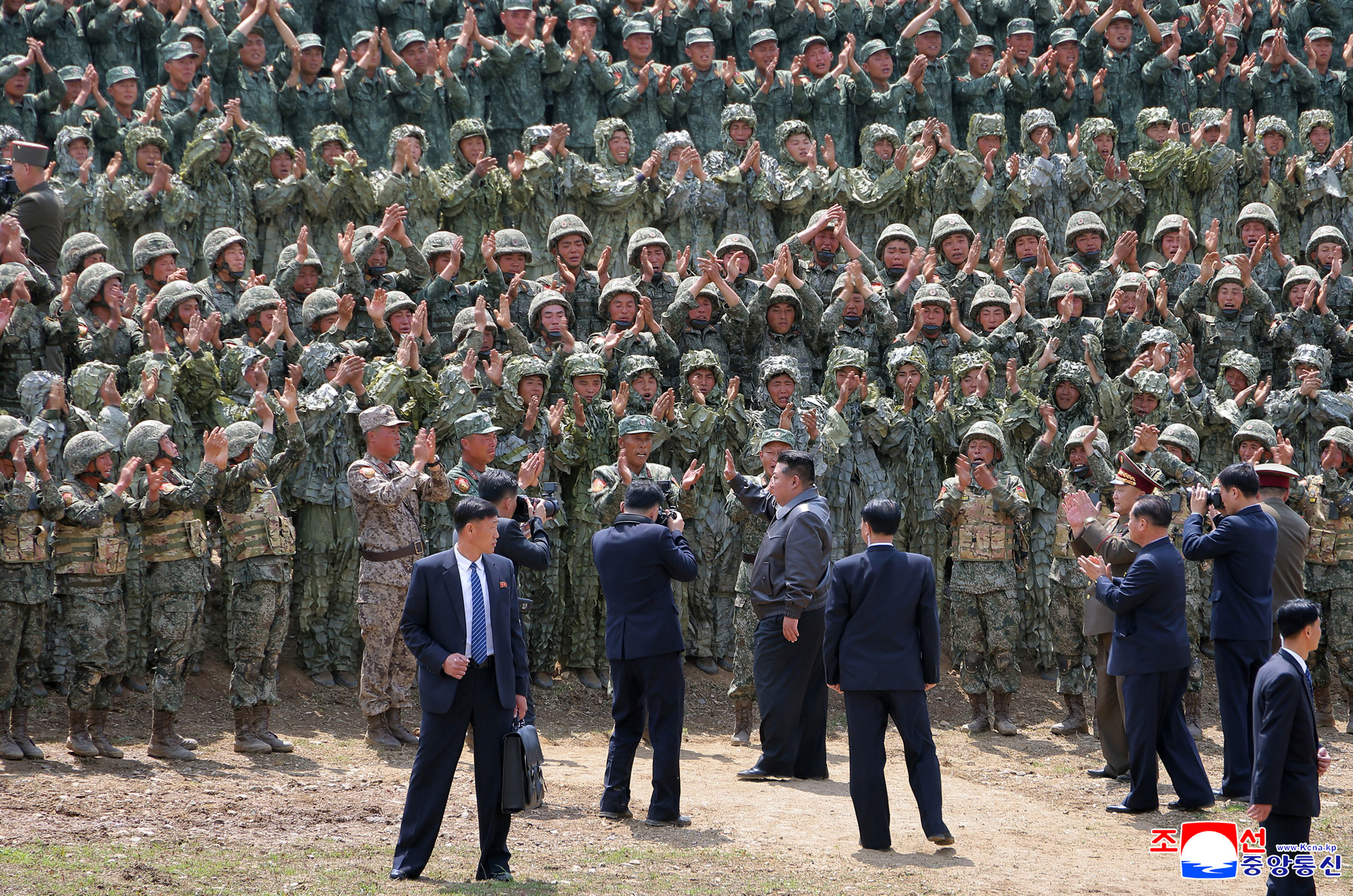 Respected Comrade Kim Jong Un inspects combined tactical drill of different arms conducted under training course of Conference of Training Officers of KPA