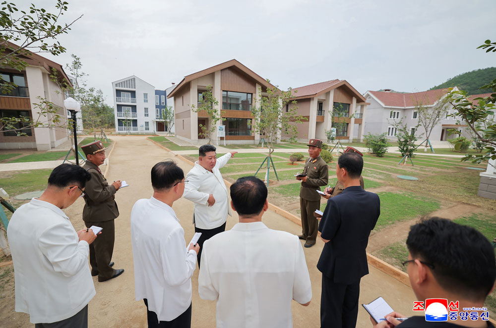 Respected Comrade Kim Jong Un visits construction site of Ragwon County Offshore Farm