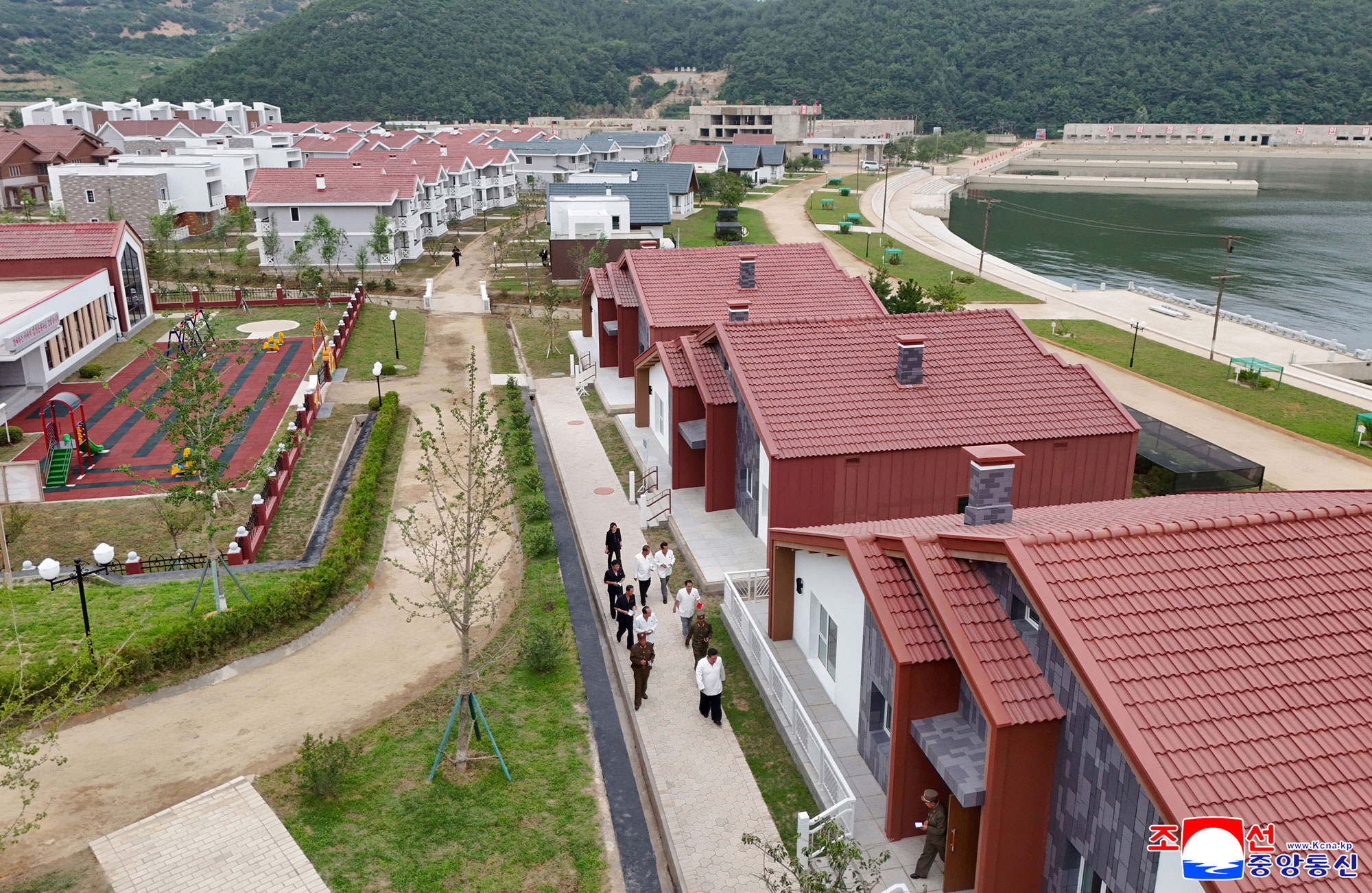 Respected Comrade Kim Jong Un visits construction site of Ragwon County Offshore Farm