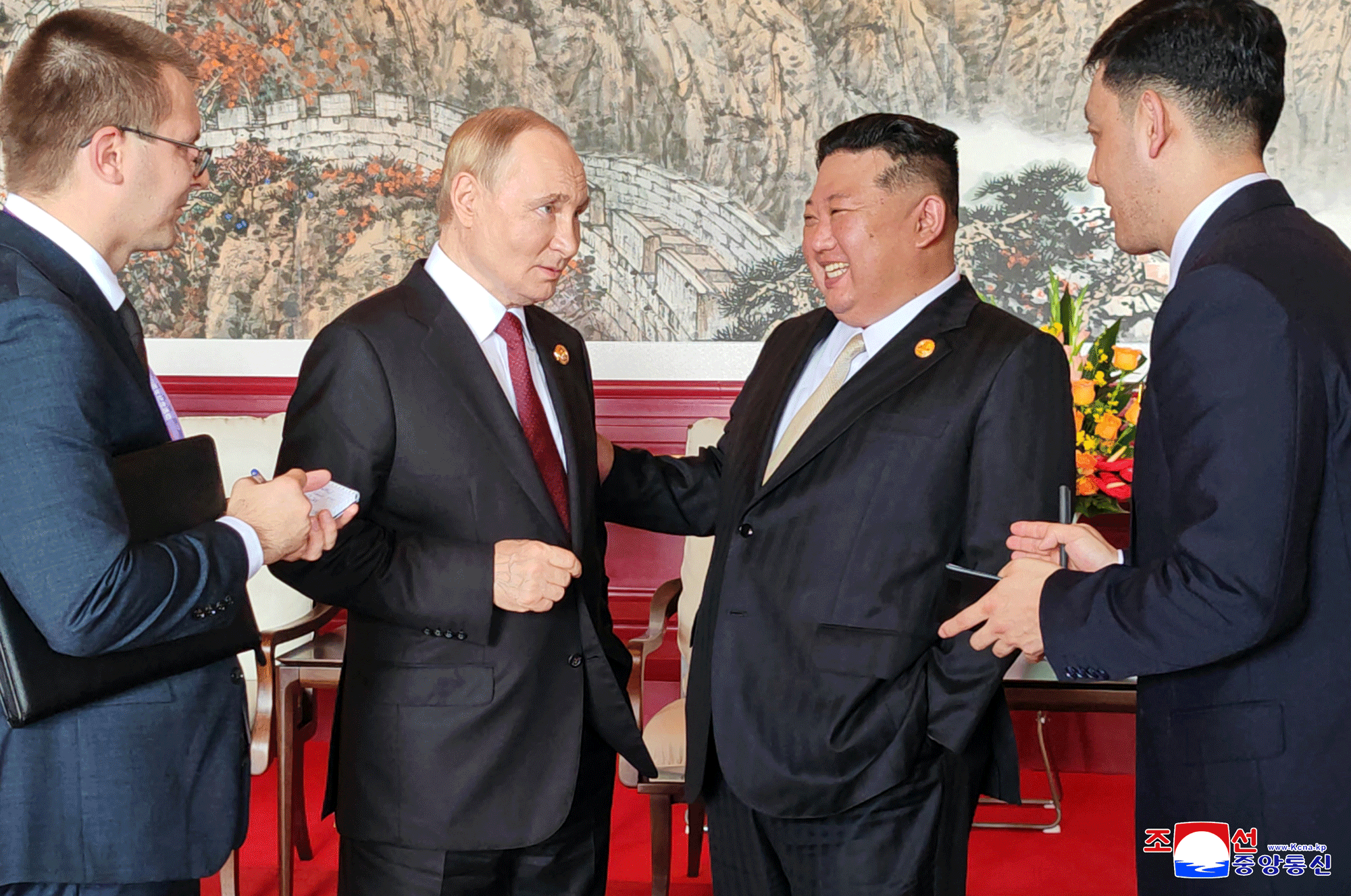 Respected Comrade Kim Jong Un meets Russian President Vladimir Vladimirovich Putin