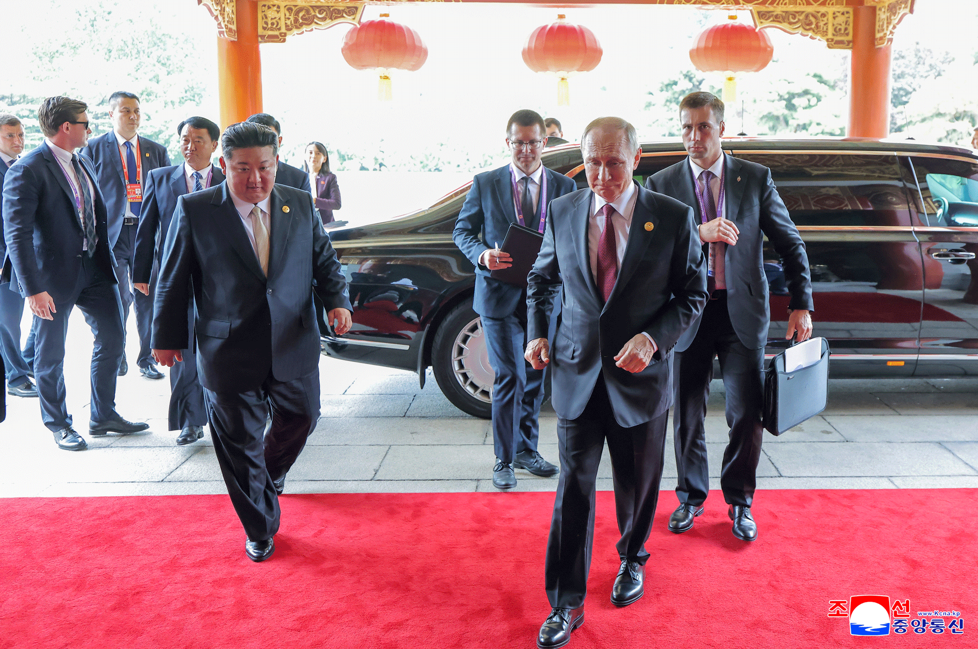Respected Comrade Kim Jong Un meets Russian President Vladimir Vladimirovich Putin