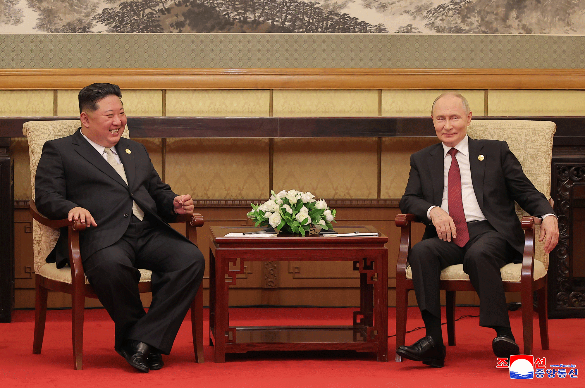 Respected Comrade Kim Jong Un meets Russian President Vladimir Vladimirovich Putin