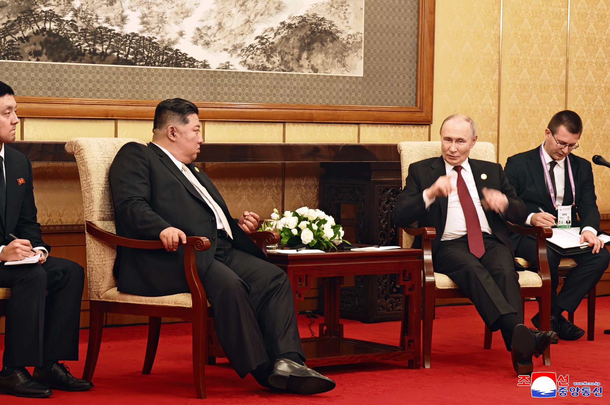 Respected Comrade Kim Jong Un meets Russian President Vladimir Vladimirovich Putin