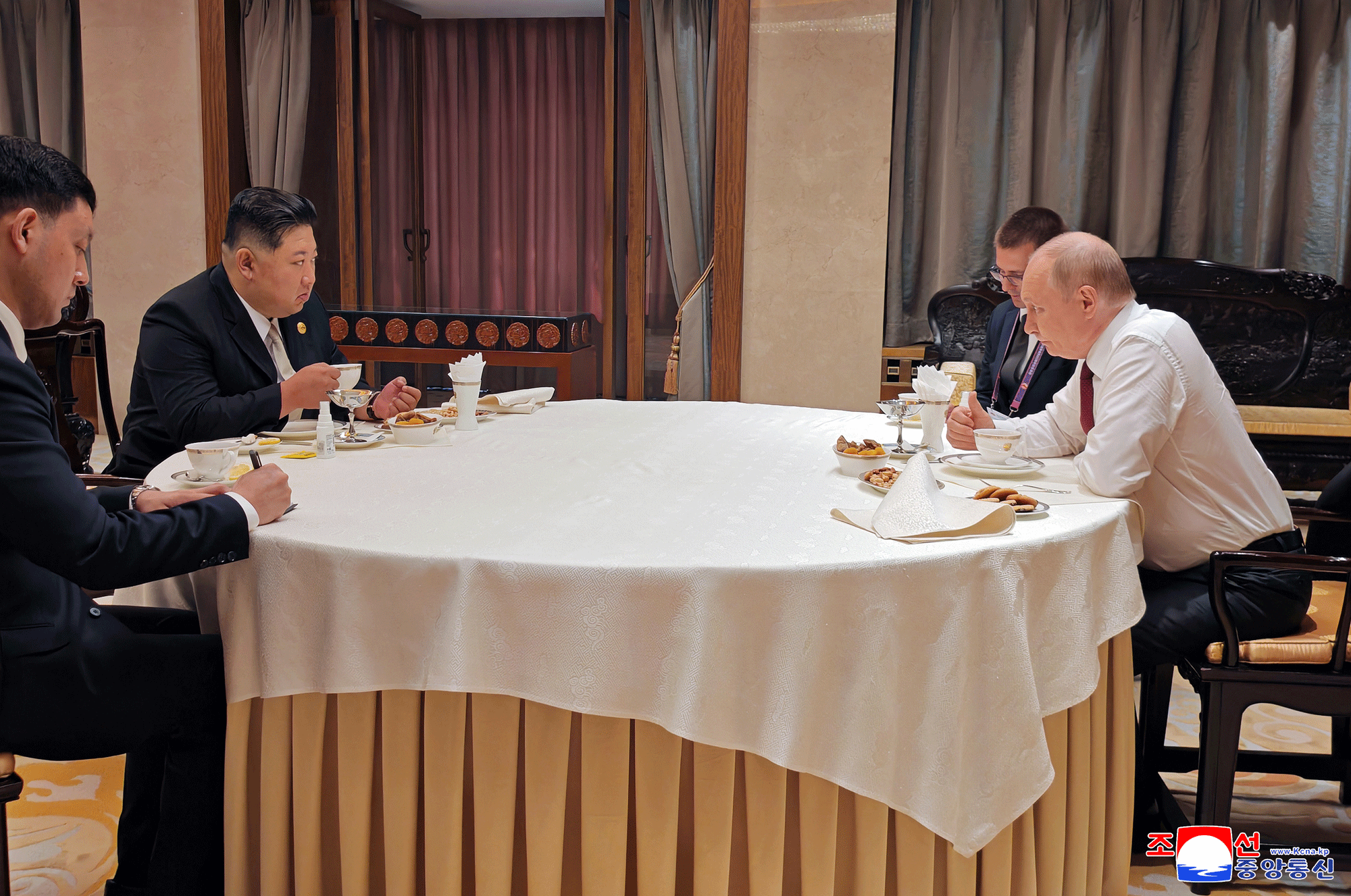 Respected Comrade Kim Jong Un meets Russian President Vladimir Vladimirovich Putin