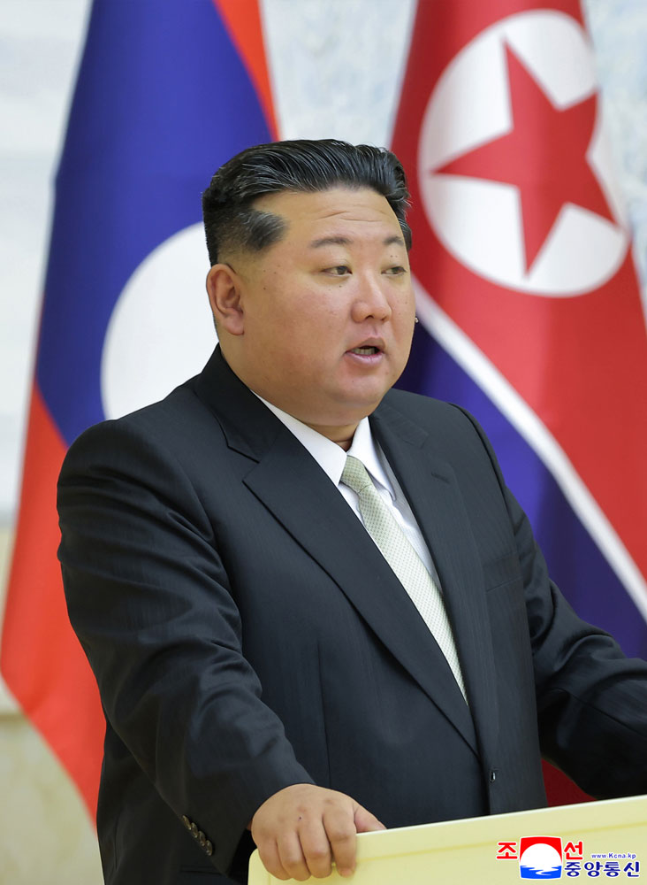 敬爱的金正恩同志同老挝人民革命党中央委员会总书记、老挝人民民主共和国主席通伦同志会谈