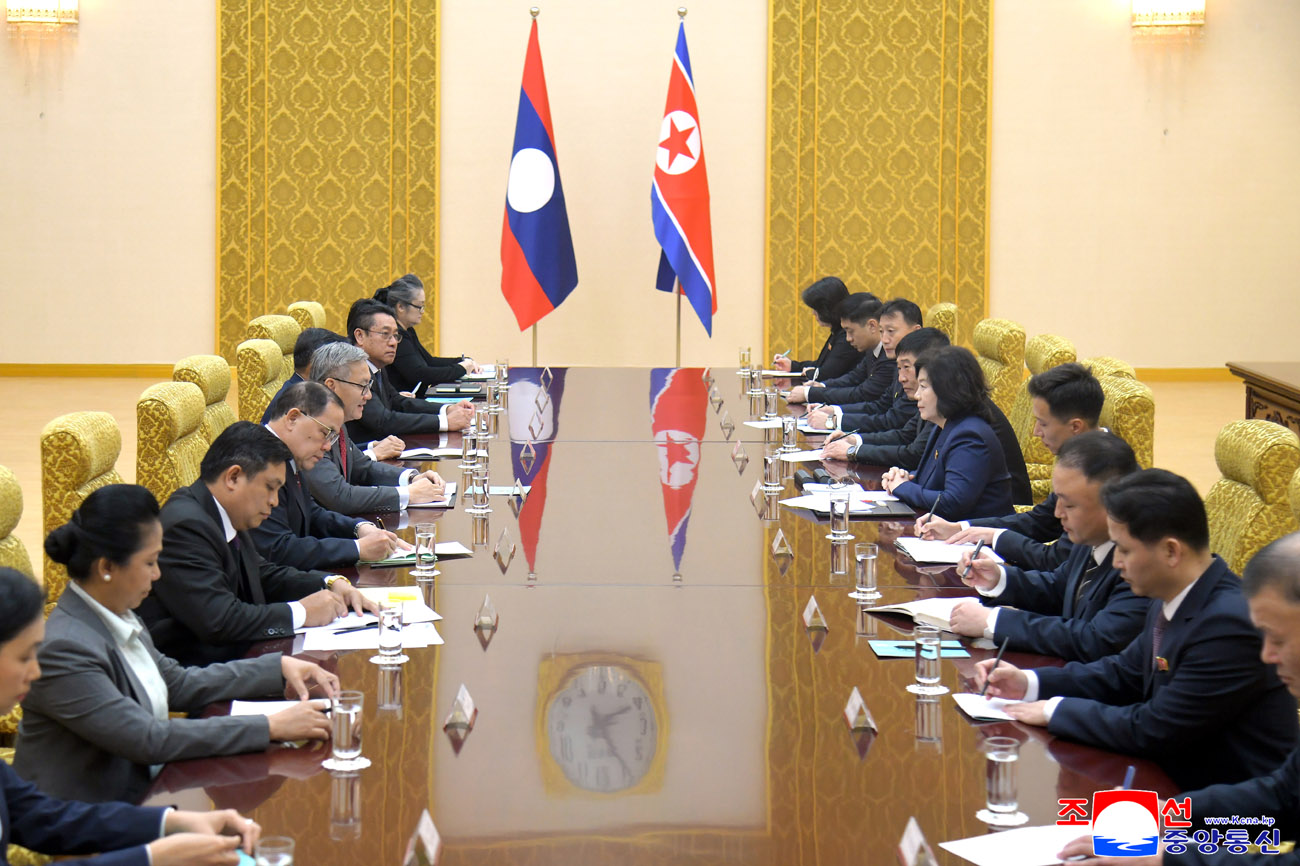 조선민주주의인민공화국 외무상과 라오스인민민주주의공화국 외무상사이의 회담 진행