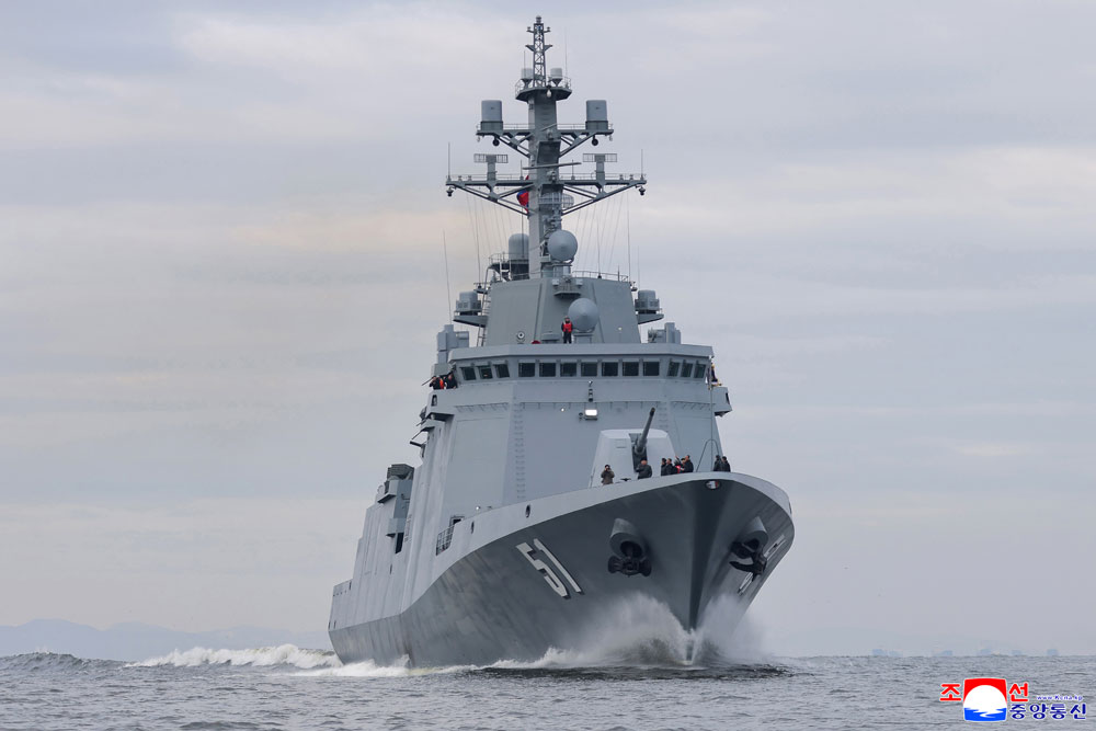 Respected Comrade Kim Jong Un inspects Destroyer "Choe Hyon" to observe shakedown for assessing its operational executive capability