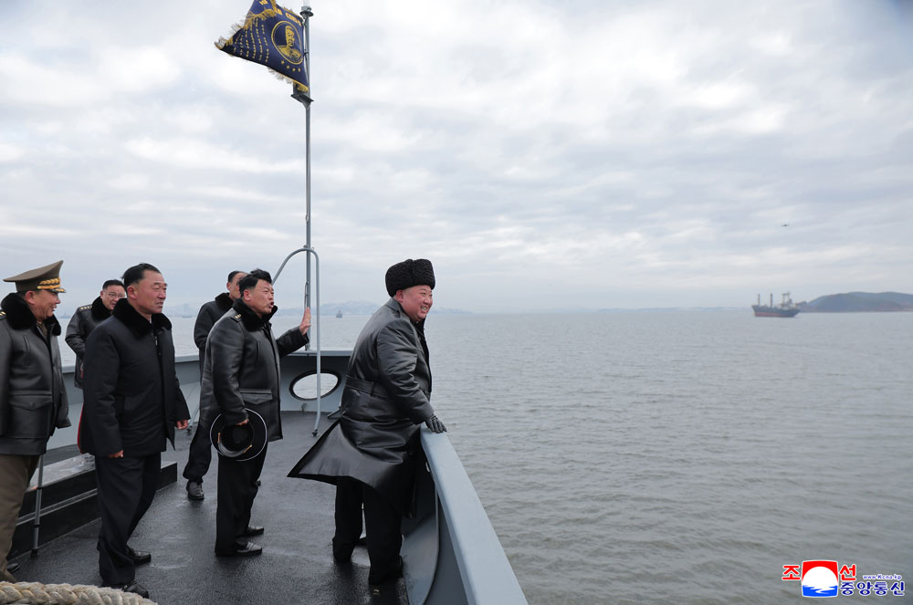 Respected Comrade Kim Jong Un inspects Destroyer "Choe Hyon" to observe shakedown for assessing its operational executive capability