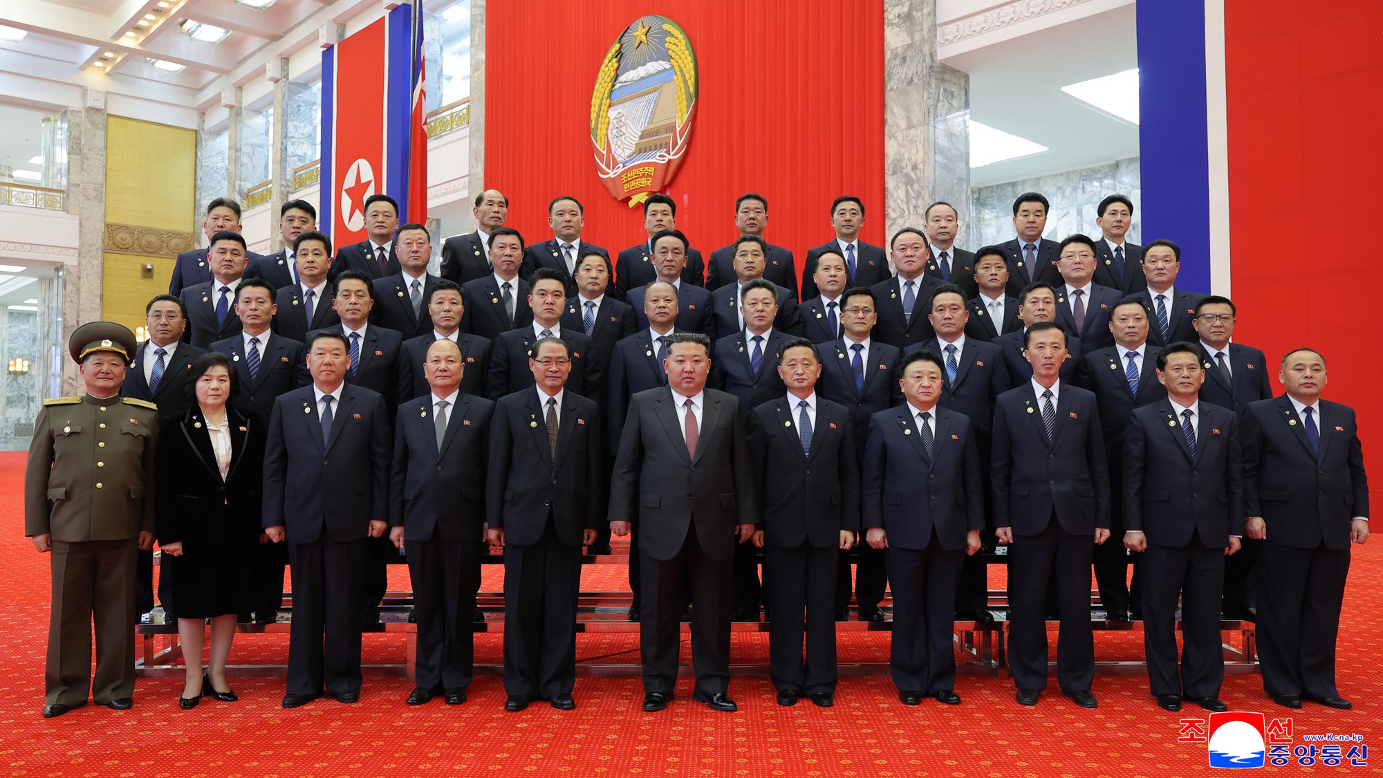  Respected Comrade Kim Jong Un meets and encourages newly-appointed Cabinet members and deputies to SPA